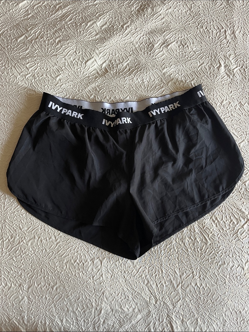 IVY PARK Black Logo Elastic Waist Athletic Shorts